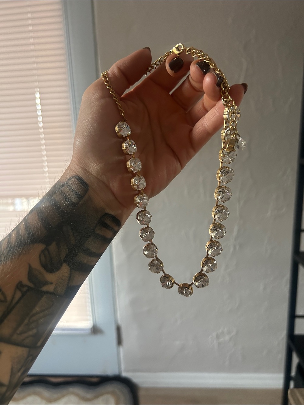 Gold Crystal Tennis Necklace by